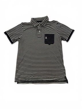 Psycho Bunny Polo Shirt Blue/ White Striped 2 Button Collared Size 4 US Mens Sm